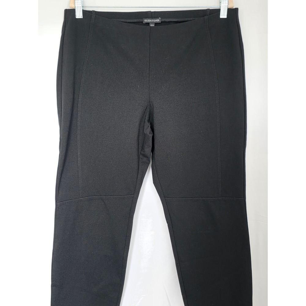 Eileen Fisher Black Stretch Knit Seamed Pants Pull-on Large Office Minimalist